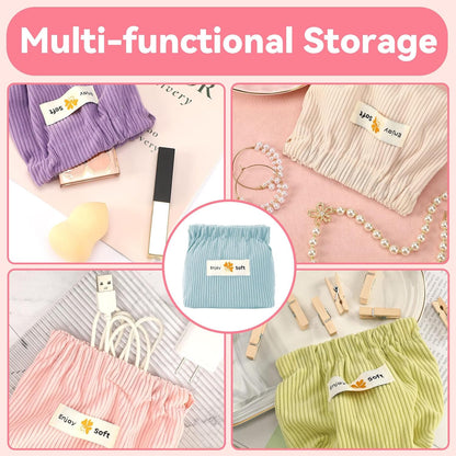 Self-Closing Mini Storage Corduroy Pouch Organizer (Pack Of 5)